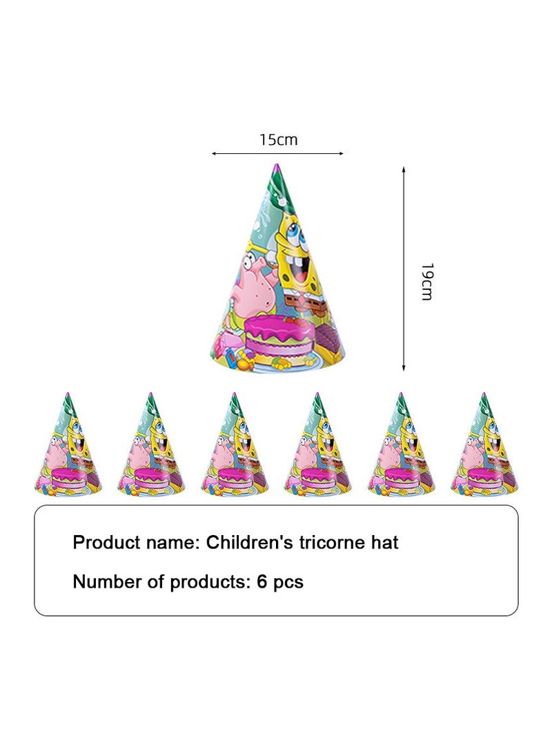 Party Birthday Party Toy Supplies SpongeBob SquarePants Theme Party Balloon Invitation Card Straw Tricorne Cap - Image 3