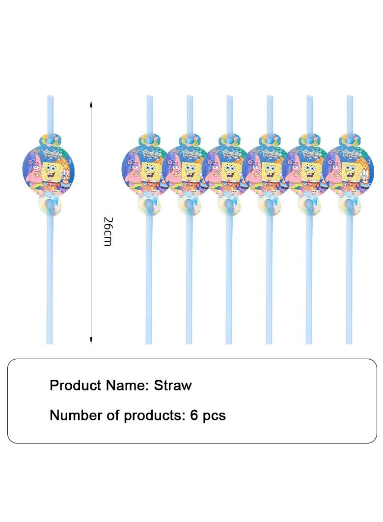 Party Birthday Party Toy Supplies SpongeBob SquarePants Theme Party Balloon Invitation Card Straw Tricorne Cap - Image 4