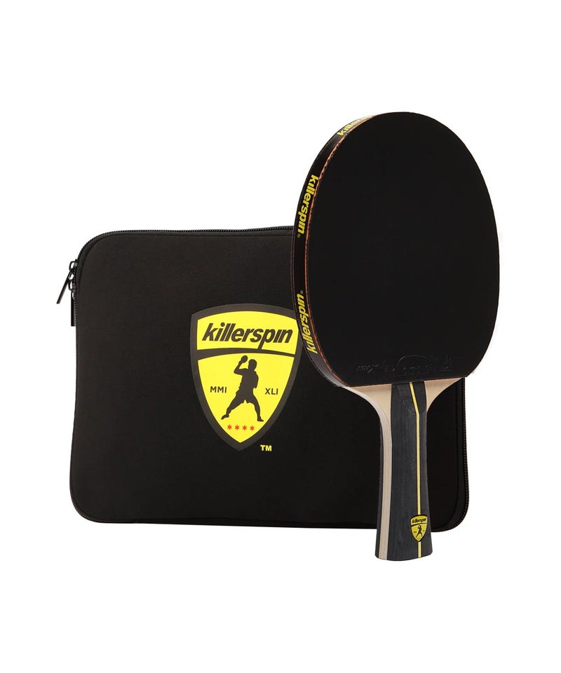 Killerspin Jet Black Ping Pong Paddle - Table Tennis Rackets for Beginner & Advanced Table Tennis Players - Flared Handle â€“ Control with Comfort - Image 1