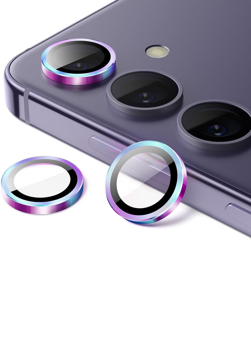 جي تيك حامي عدسة الكاميرا لهاتف سامسونج جالاكسي S24 9h من الزجاج المقسى المعدني غطاء حلقة فردي سهل التركيب صينية عالية الدقة شفافة مجموعة واحدة ملونة - Image 1