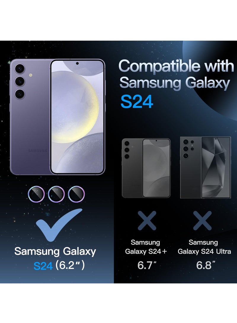 جي تيك حامي عدسة الكاميرا لهاتف سامسونج جالاكسي S24 9h من الزجاج المقسى المعدني غطاء حلقة فردي سهل التركيب صينية عالية الدقة شفافة مجموعة واحدة ملونة - Image 2