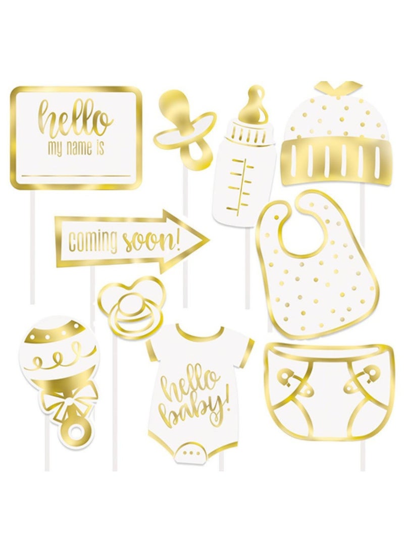 Unique Baby Shower Photo Props Gold Metallic 12x15cm 10-Pack