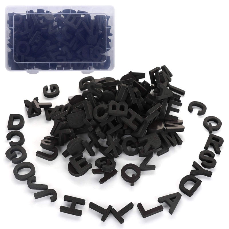 Firlar 124Pcs Magnetic Letters Uppercase Alphabet ABC Magnets for Fridge Refrigerator Foam Alphabet Letters Refrigerator Magnets Educational Tools for Spelling and Learning Black - Image 1