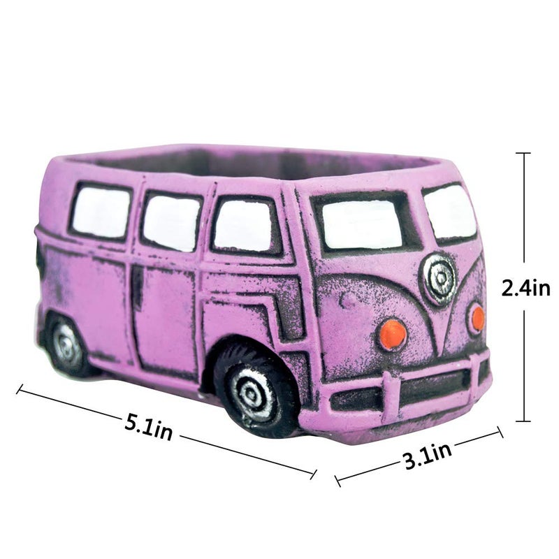 Ascrafter Cute Succulent Plants Pots, Small Planter Pots with Drainage Hole, Flower Pots for Home Indoor Outdoor Garden Decoration (Purple Bus) - Image 4