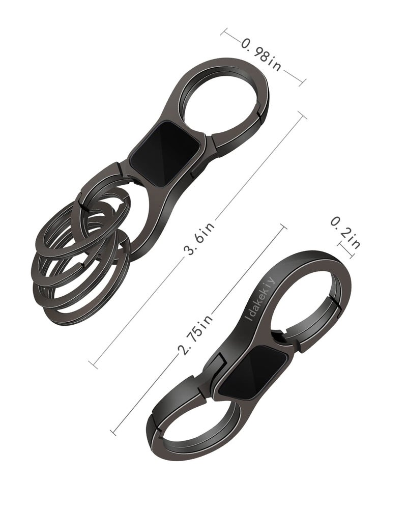 Idakekiy Key Chain Quick Release Spring with 4 Key Rings Heavy Duty Car Keychain Organizer for Men and Women (Dark Grey) - Image 3