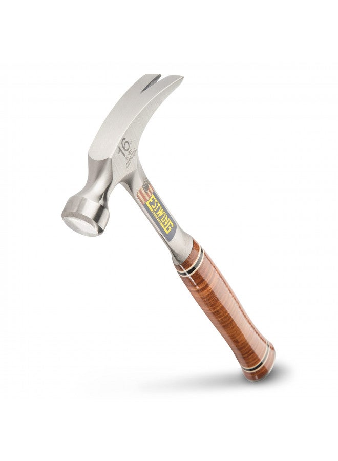 ESTWING Hammer - 16 oz Straight Rip Claw with Smooth Face & Genuine Leather Grip - E16S - Image 1