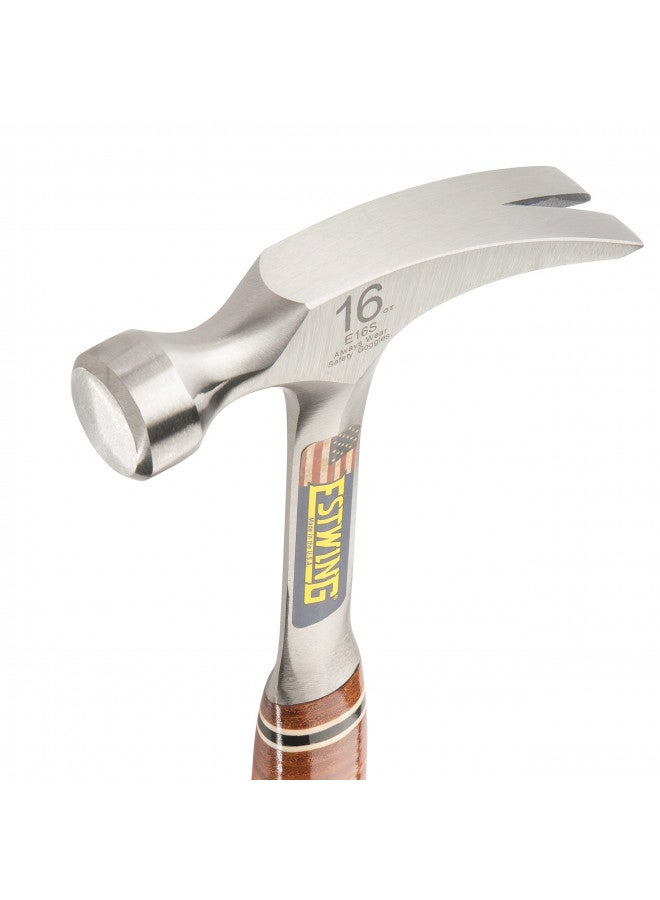 ESTWING Hammer - 16 oz Straight Rip Claw with Smooth Face & Genuine Leather Grip - E16S - Image 3