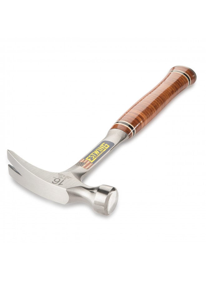 ESTWING Hammer - 16 oz Straight Rip Claw with Smooth Face & Genuine Leather Grip - E16S - Image 2
