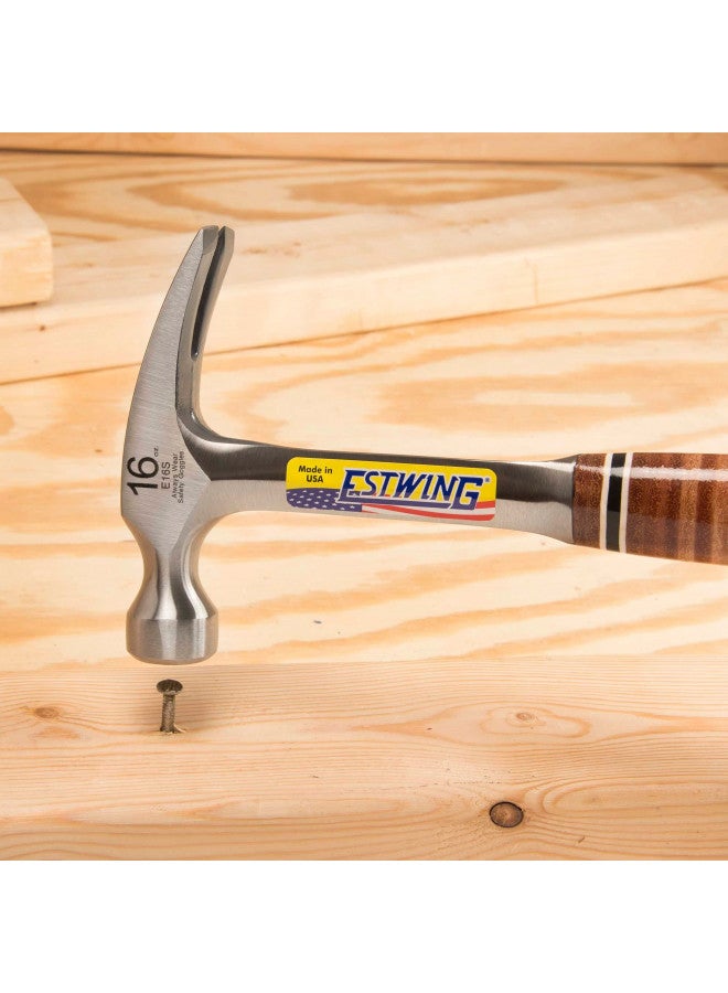 ESTWING Hammer - 16 oz Straight Rip Claw with Smooth Face & Genuine Leather Grip - E16S - Image 5