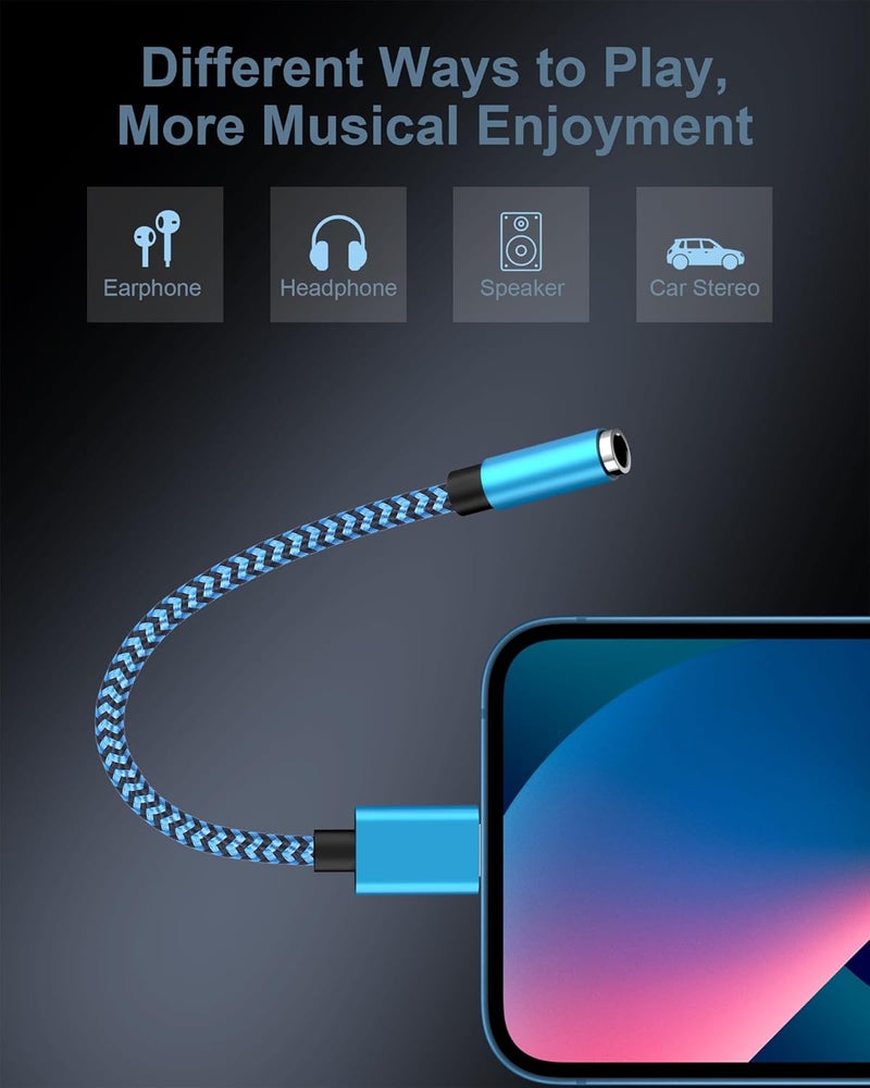 Haoano محول Lightning إلى 3.5mm Aux - عبوة من 2، محول سماعات آيفون لكابل Aux [معتمد من Apple MFI] محول صوت Aux بمقبس 3.5mm لآيفون 14 13 12 11 برو ماكس بلس ميني XR XS 8 آيباد آيبود - Image 3