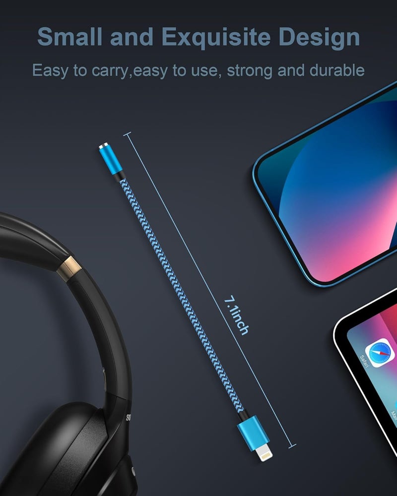 Haoano محول Lightning إلى 3.5mm Aux - عبوة من 2، محول سماعات آيفون لكابل Aux [معتمد من Apple MFI] محول صوت Aux بمقبس 3.5mm لآيفون 14 13 12 11 برو ماكس بلس ميني XR XS 8 آيباد آيبود - Image 4
