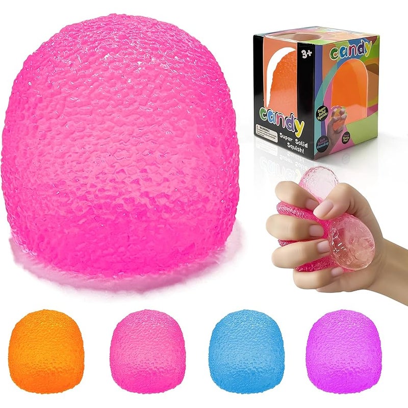 AuraGlaze Stress Balls-Gumdrop Squishy Stress for Kids and Adults, Super Solid Squeeze Ball, Sensory for Stress Relief, Birthday, Easter Basket Stuffers and Party Favors(Pink) - Image 1