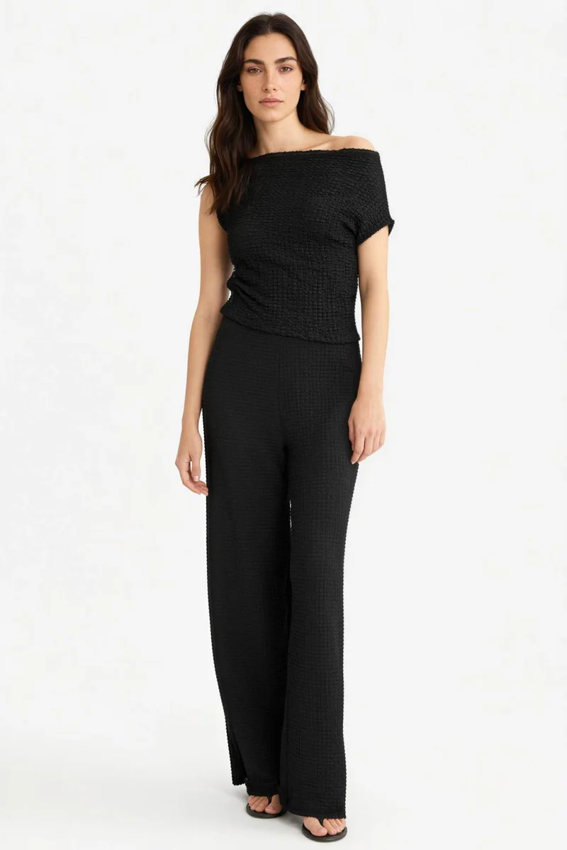 ديفاكتو Wide Leg Crepe Trousers