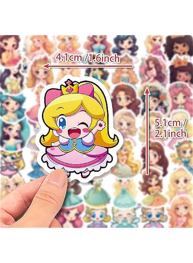 ميكسد ABIN 200Pcs Princess Stickers for Party, 50 Sytle Waterproof Cartoon Princess Stickers for Kids, Cute Anime Stickers for Laptop Hydroflask Journaling Fairy Princess Stickers (Cartoon Princess) - Image 3