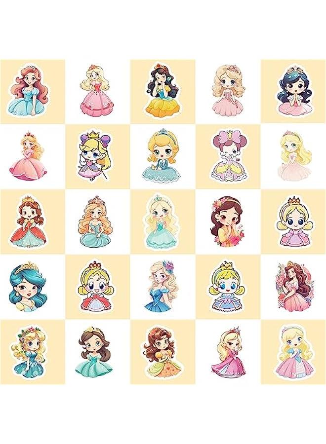 ميكسد ABIN 200Pcs Princess Stickers for Party, 50 Sytle Waterproof Cartoon Princess Stickers for Kids, Cute Anime Stickers for Laptop Hydroflask Journaling Fairy Princess Stickers (Cartoon Princess) - Image 4