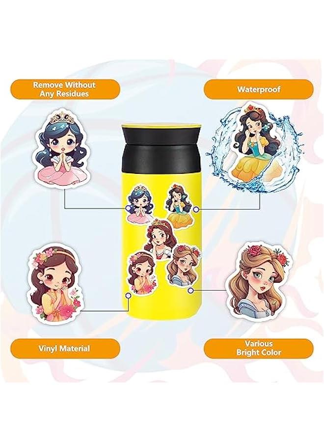 ميكسد ABIN 200Pcs Princess Stickers for Party, 50 Sytle Waterproof Cartoon Princess Stickers for Kids, Cute Anime Stickers for Laptop Hydroflask Journaling Fairy Princess Stickers (Cartoon Princess) - Image 5
