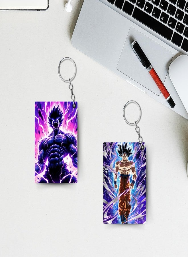ADRAIL STORE {Pack of 4) Goku Anime Printed Keychain For Bike, Scooty, Car, Acrylic Keyholder (G-2) - Image 4