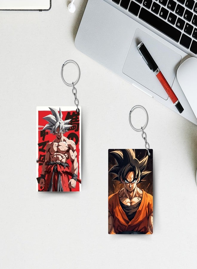 ADRAIL STORE {Pack of 4) Goku Anime Printed Keychain For Bike, Scooty, Car, Acrylic Keyholder (G-2) - Image 3