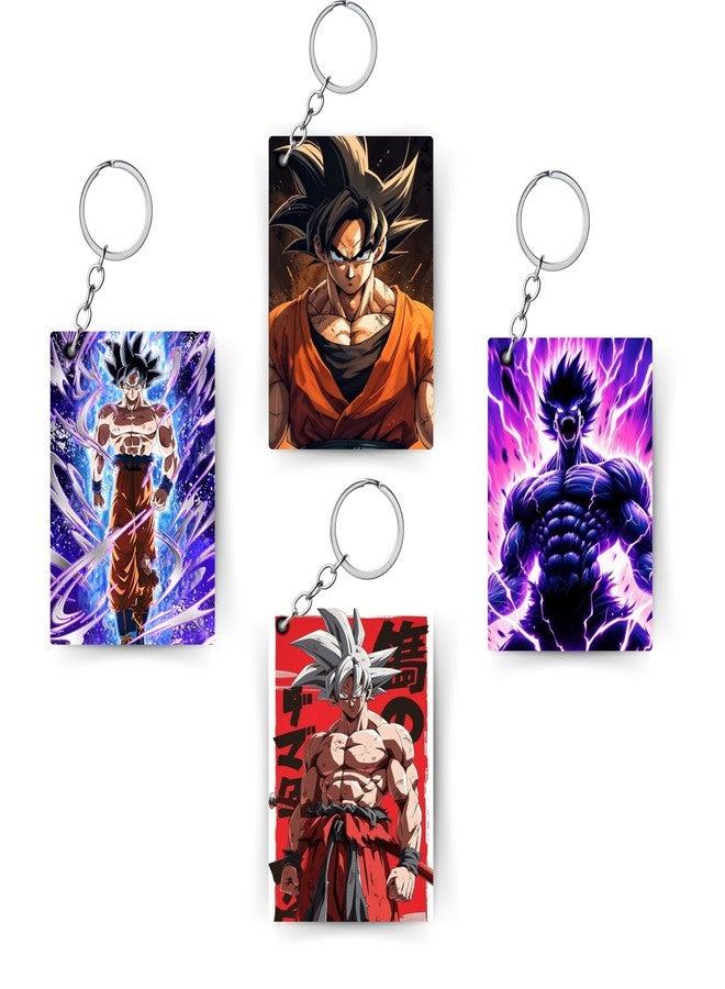 ADRAIL STORE {Pack of 4) Goku Anime Printed Keychain For Bike, Scooty, Car, Acrylic Keyholder (G-2) - Image 2