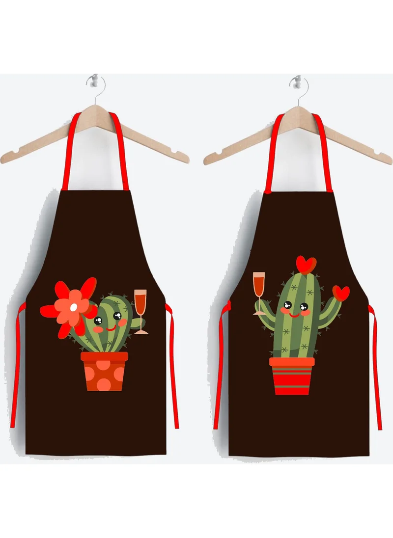 Ays Home Set of 2 Cactus Pattern Kitchen Aprons