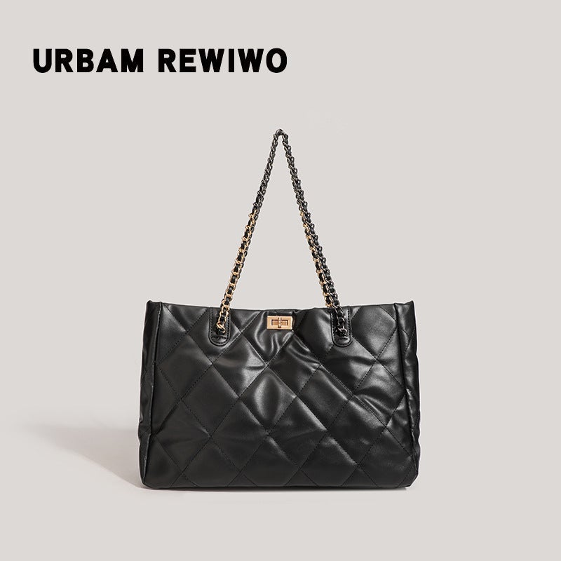 Large-Capacity Quilted Chain Bag For Women 2026 New Trendy Fashion Textured Niche Tote Bag Versatile Shoulder Bag For Women - Image 1