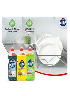 FEBA FEBA Dishwashing Liquid, 3-Pack Lemon, Lime & Apple - Powerful Grease, Cutting Dish Soap - 680ml Each - Kitchen Cleaner, Streak-Free Dishwashing Detergent for Dishes & Glassware  - Image 3