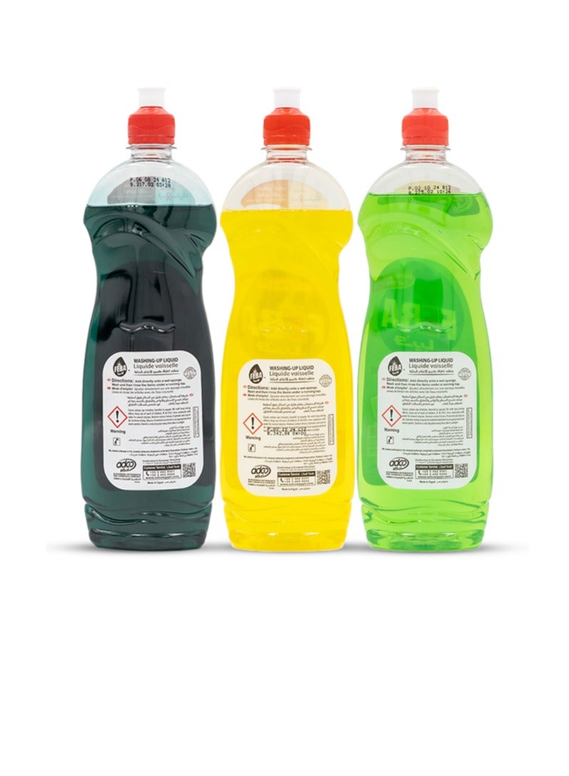 FEBA FEBA Dishwashing Liquid, 3-Pack Lemon, Lime & Apple - Powerful Grease, Cutting Dish Soap - 680ml Each - Kitchen Cleaner, Streak-Free Dishwashing Detergent for Dishes & Glassware - Image 2