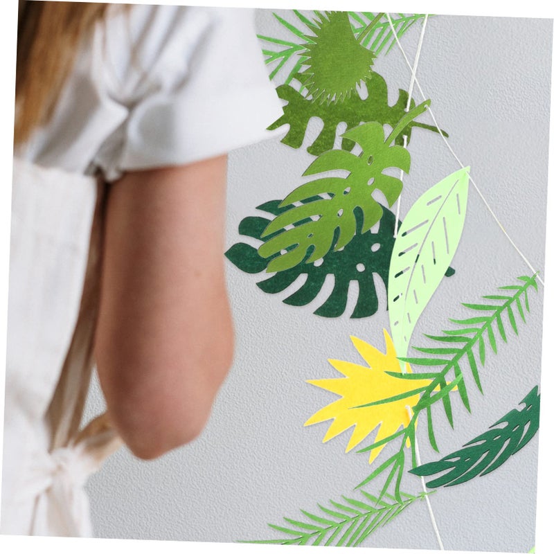Green Felt Fabric Tropical Leaf Garland Hawaiian Pineapple Palm Leaves Banner Decorations - Image 5