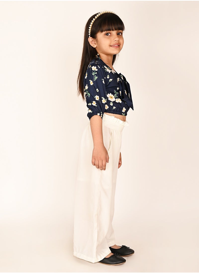 Flower Printed Top with Navy White Pant Set for Girls - pzsku/Z34DC97E6D7446B8FB468Z/45/_/1721982663/384ac224-72fa-4964-a904-b51c026170c4