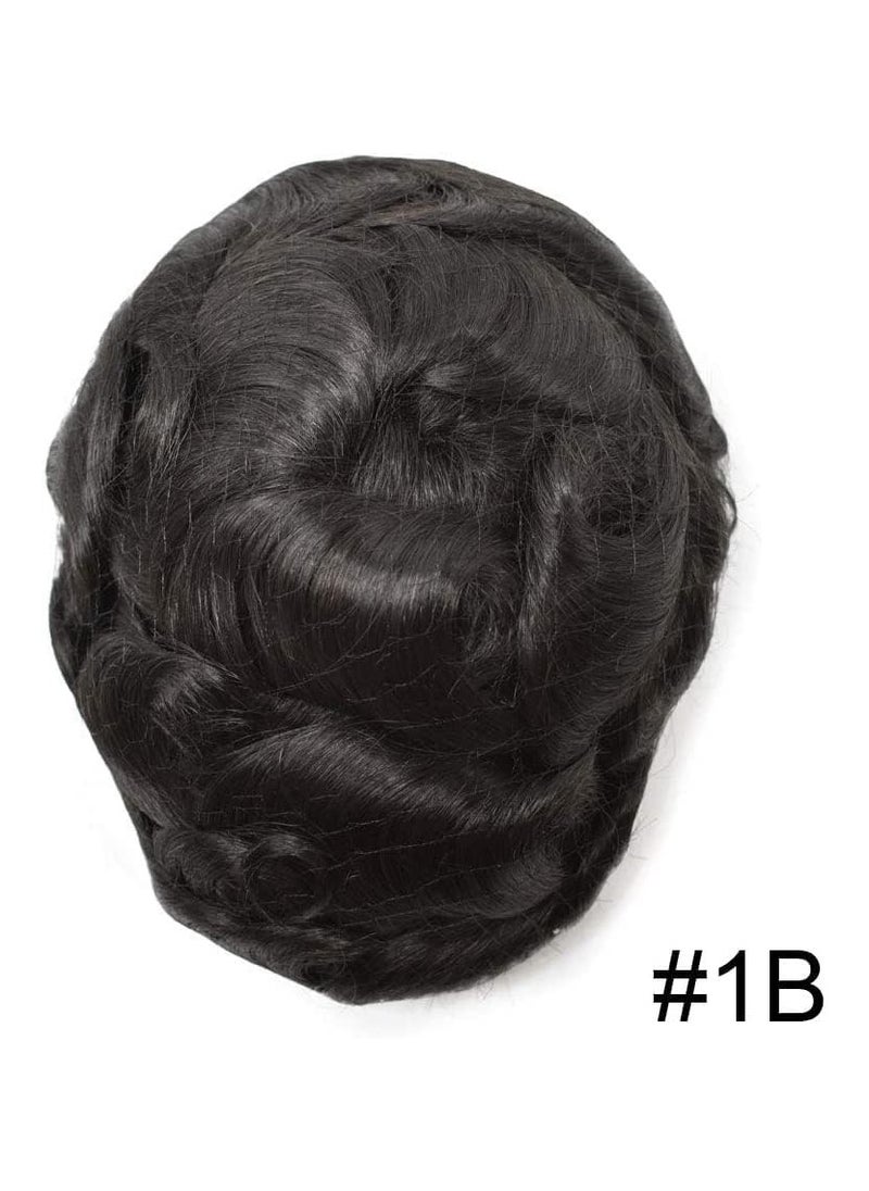 Estelle Toupee for Men, Human Hair Replacement System, Men Real Wigs Natural Hair System Hairpieces, Fine Mono NPU Black Men Unit Natural color  - Image 3