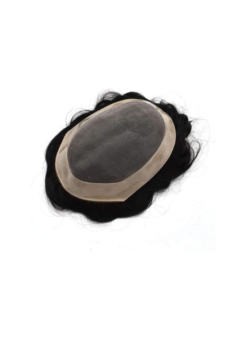 Estelle Toupee for Men, Human Hair Replacement System, Men Real Wigs Natural Hair System Hairpieces, Fine Mono NPU Black Men Unit Natural color  - Image 5
