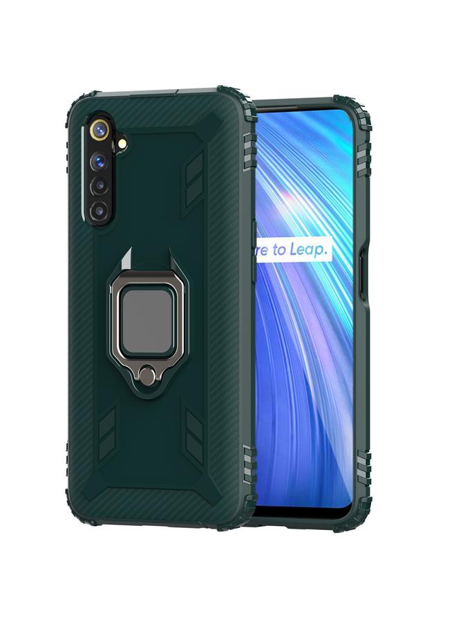 S-TOP Case For OPPO Realme 6 Carbon Fiber Protective Case with 360 Degree Rotating Ring Holder - Image 2