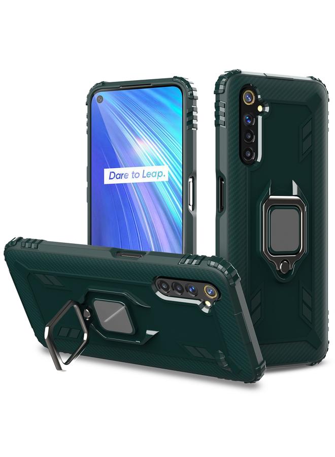 S-TOP Case For OPPO Realme 6 Carbon Fiber Protective Case with 360 Degree Rotating Ring Holder - Image 1