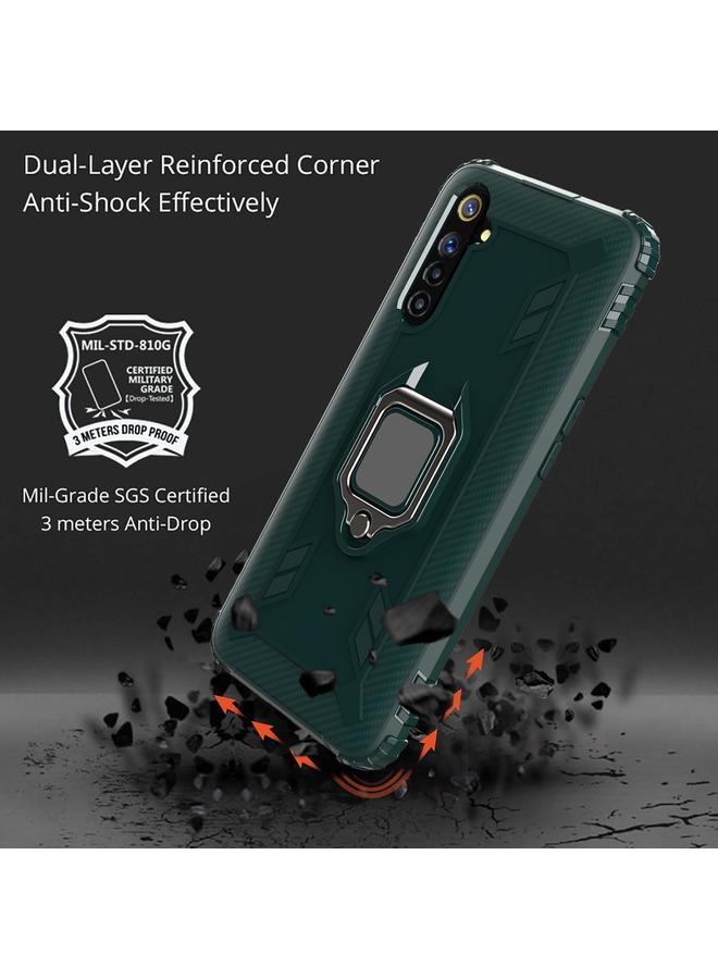 S-TOP Case For OPPO Realme 6 Carbon Fiber Protective Case with 360 Degree Rotating Ring Holder - Image 3