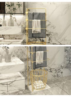 GT-Wheel Freestanding Towel Rack with Basket for Dirty Clothes 3-Tier Blanket Rack for Bathroom and Bedroom  - Image 4