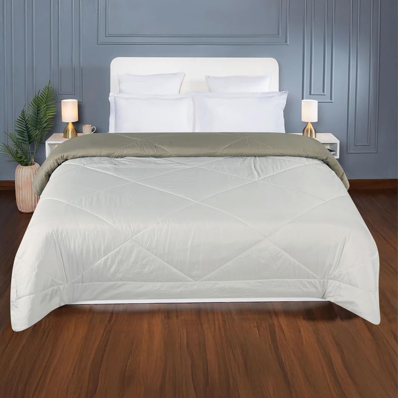 la' amour Premium Microfiber Solid Plain Double Bed Comforter | All-Season Reversible AC Blanket for Winter & Summer | Soft & Lightweight Quilt for Double Bed - 220 GSM, Mouse - Image 3