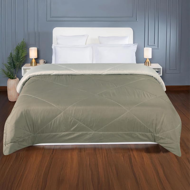 la' amour Premium Microfiber Solid Plain Double Bed Comforter | All-Season Reversible AC Blanket for Winter & Summer | Soft & Lightweight Quilt for Double Bed - 220 GSM, Mouse - Image 2