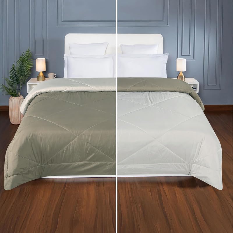 la' amour Premium Microfiber Solid Plain Double Bed Comforter | All-Season Reversible AC Blanket for Winter & Summer | Soft & Lightweight Quilt for Double Bed - 220 GSM, Mouse - Image 4