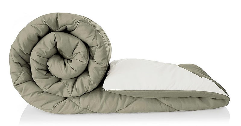 la' amour Premium Microfiber Solid Plain Double Bed Comforter | All-Season Reversible AC Blanket for Winter & Summer | Soft & Lightweight Quilt for Double Bed - 220 GSM, Mouse - Image 1