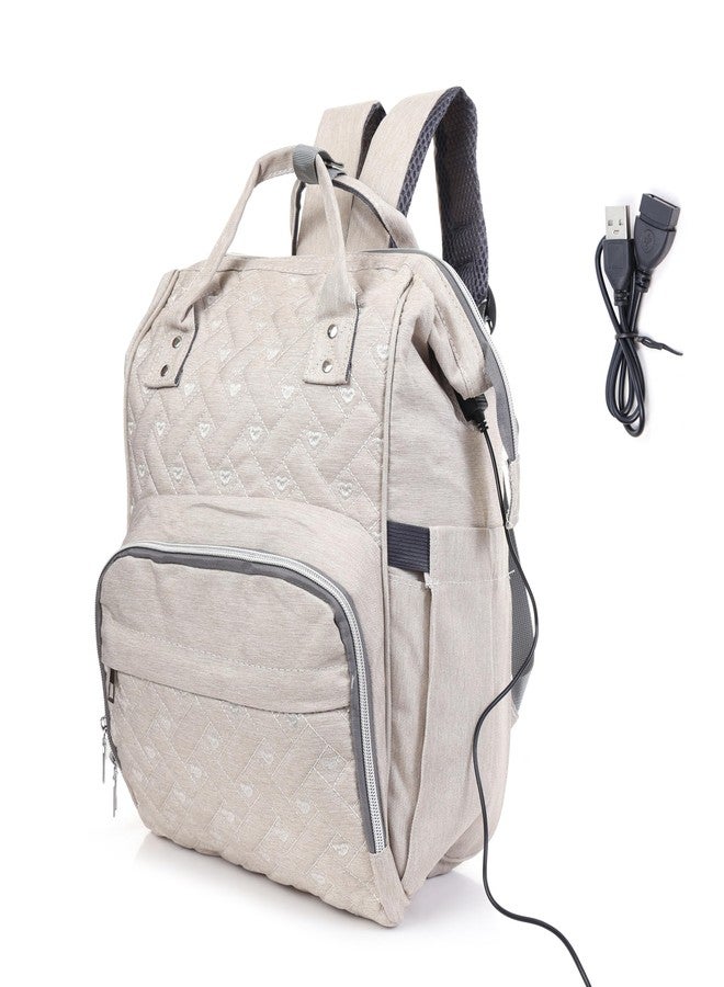 THE MAXIMUS Maximus Designer Diaper Bag For Mothers For Travel | Maternity Bags For Mother And Baby | Hospital Bag For Delivery Women With Charging Cable | Multipocket and Water Resistant (Cream) - Image 3