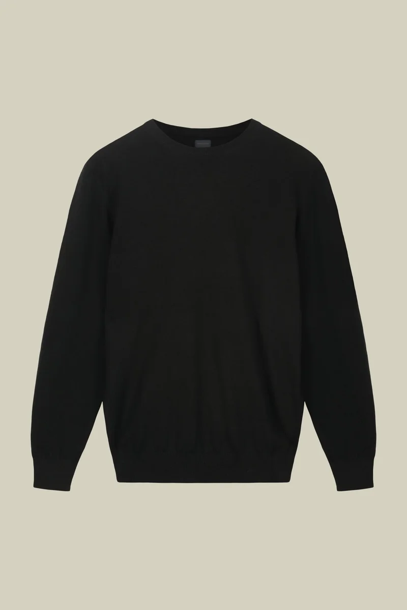 Doppelganger Men's regular fit crew neck jumper in wool and cotton - Forest Green