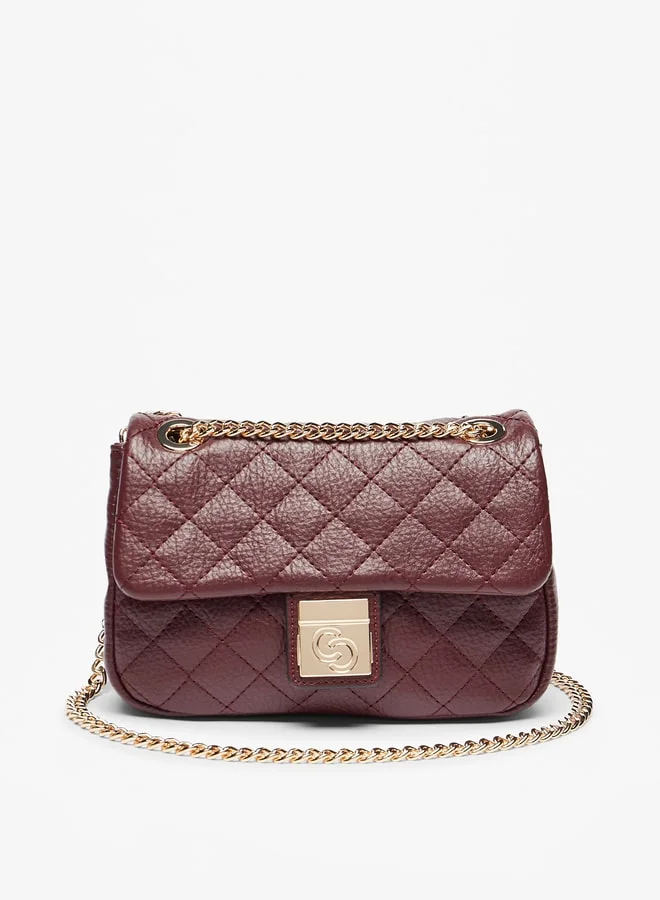Celeste Quilted Crossbody Bag with Button Closure and Chain Strap