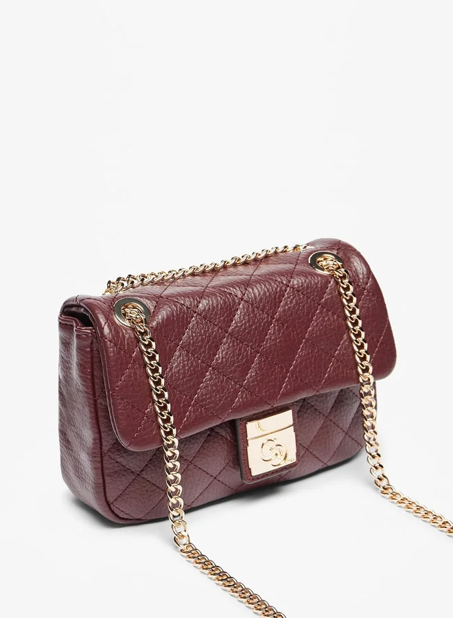 Celeste Quilted Crossbody Bag with Button Closure and Chain Strap