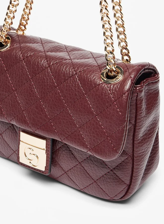 Celeste Quilted Crossbody Bag with Button Closure and Chain Strap