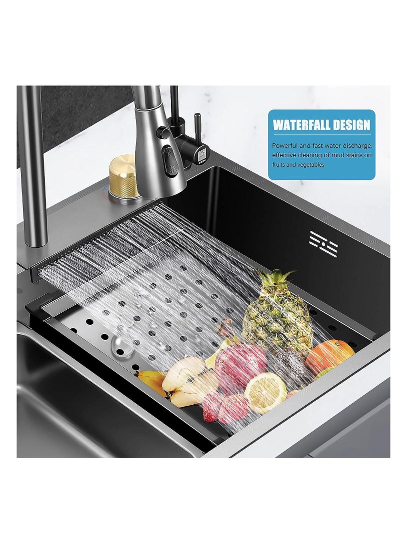 ULHYC Kitchen Sink,Flying rain Waterfall Sink, 304 Stainless Steel bar Sink,Single Bowl With Cup Washer,Workstation Sink Washer - Image 3