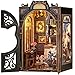 Cutefun Book Nook Kit DIY Miniature Dollhouse Kit for Adults Teens and Beginners Tiny House Bookshelf Decor 3D Wooden Puzzles Best Birthday and Valentines Day Gifts Count Cats Study - Image 2