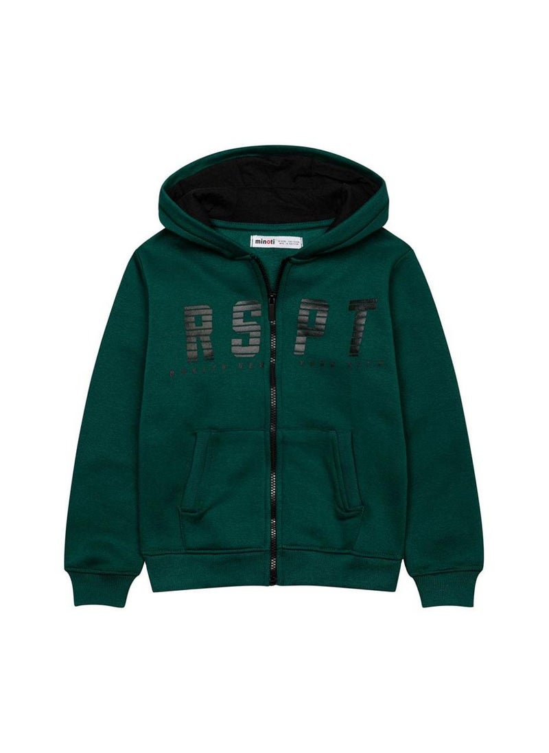 MINOTI Teen Boys' Zip Hoodie with RSPT Print and Kangaroo Pocket - Image 1