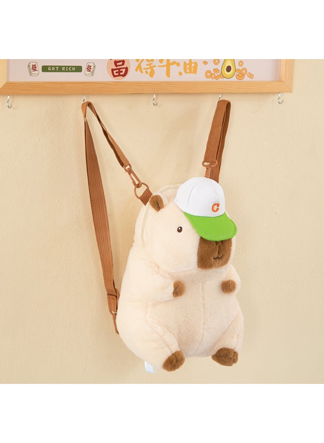 Kapibala Plush Bag Backpack Children's Capybara Bag Cute Animal Doll Backpack Cartoon Doll-Color:large White-Height:Large 37cm - Image 1