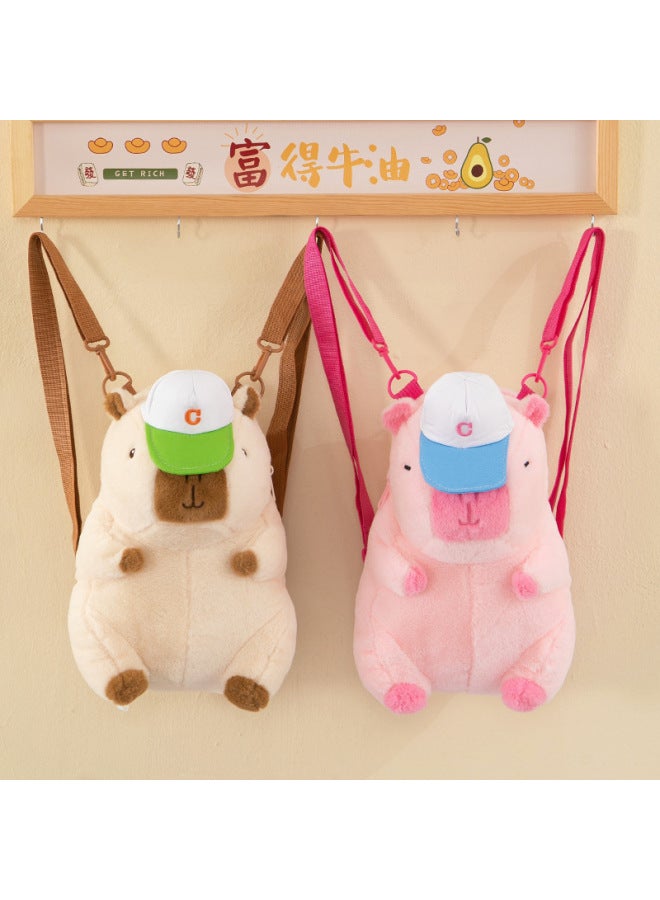 Kapibala Plush Bag Backpack Children's Capybara Bag Cute Animal Doll Backpack Cartoon Doll-Color:large White-Height:Large 37cm - Image 3