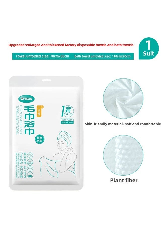 Disposable Bed Sheet Duvet Cover Towels Bath Towels Travel Single Double Suit Sleeping Bag Dirty Hotel Supplies-Color: Towel And Bath Towel Set 70*30*1, 140*70*1 (individually Packed)  - Image 5
